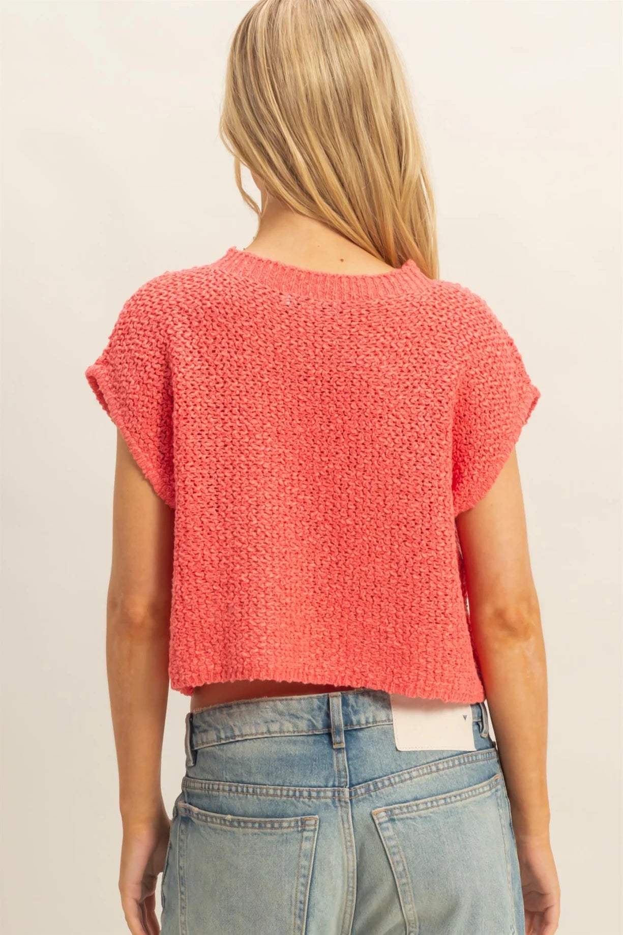 HF25E648 Textured Knitted Crop Top