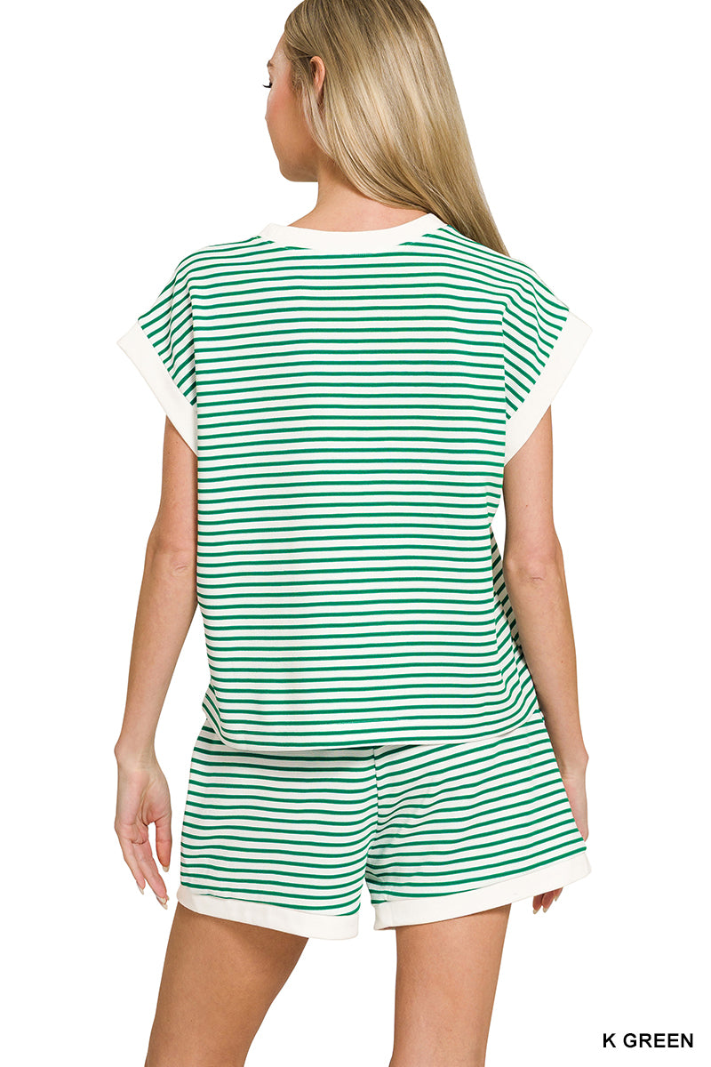 CTCP-3540Y Stripe Shorts Set