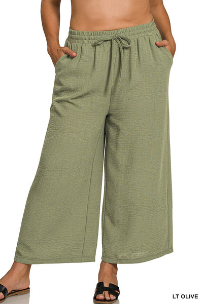 QP-7164X5 Curvy Woven Cropped Pants