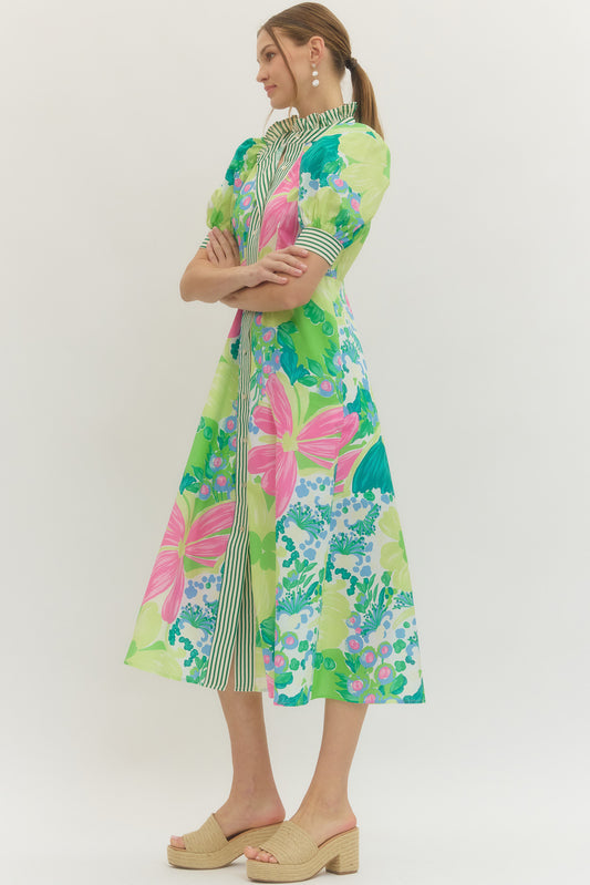 D29838 Floral Print Midi Dress