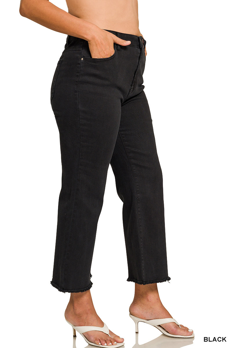 DMP-1847X5 Curvy High Waisted Frayed Hem Pants