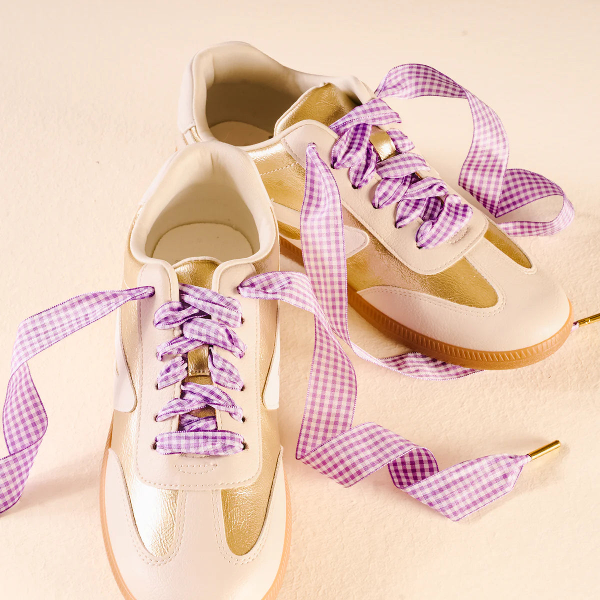 Gingham Purple Step It Up Shoelaces