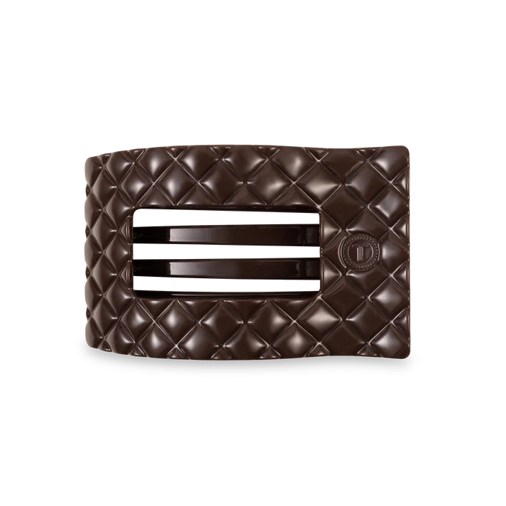 TELETIES Medium Quilted Flat Rectangle Hair Clip