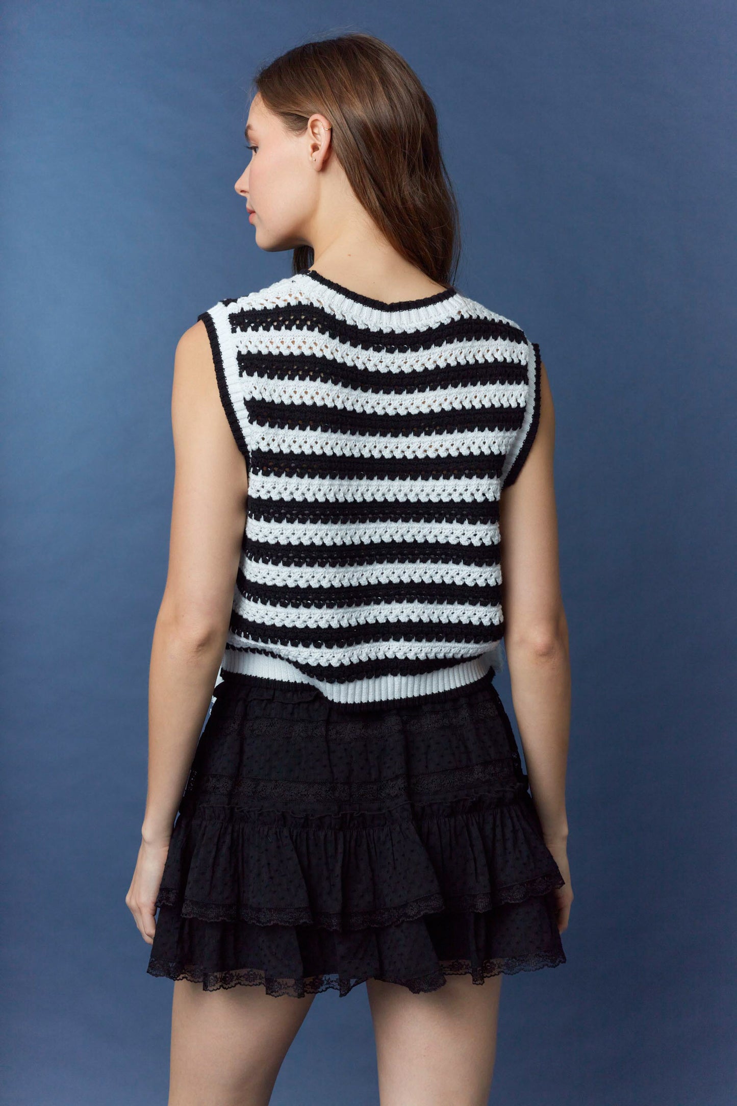 IKT800864-02 Frayed Twill Sweater Vest