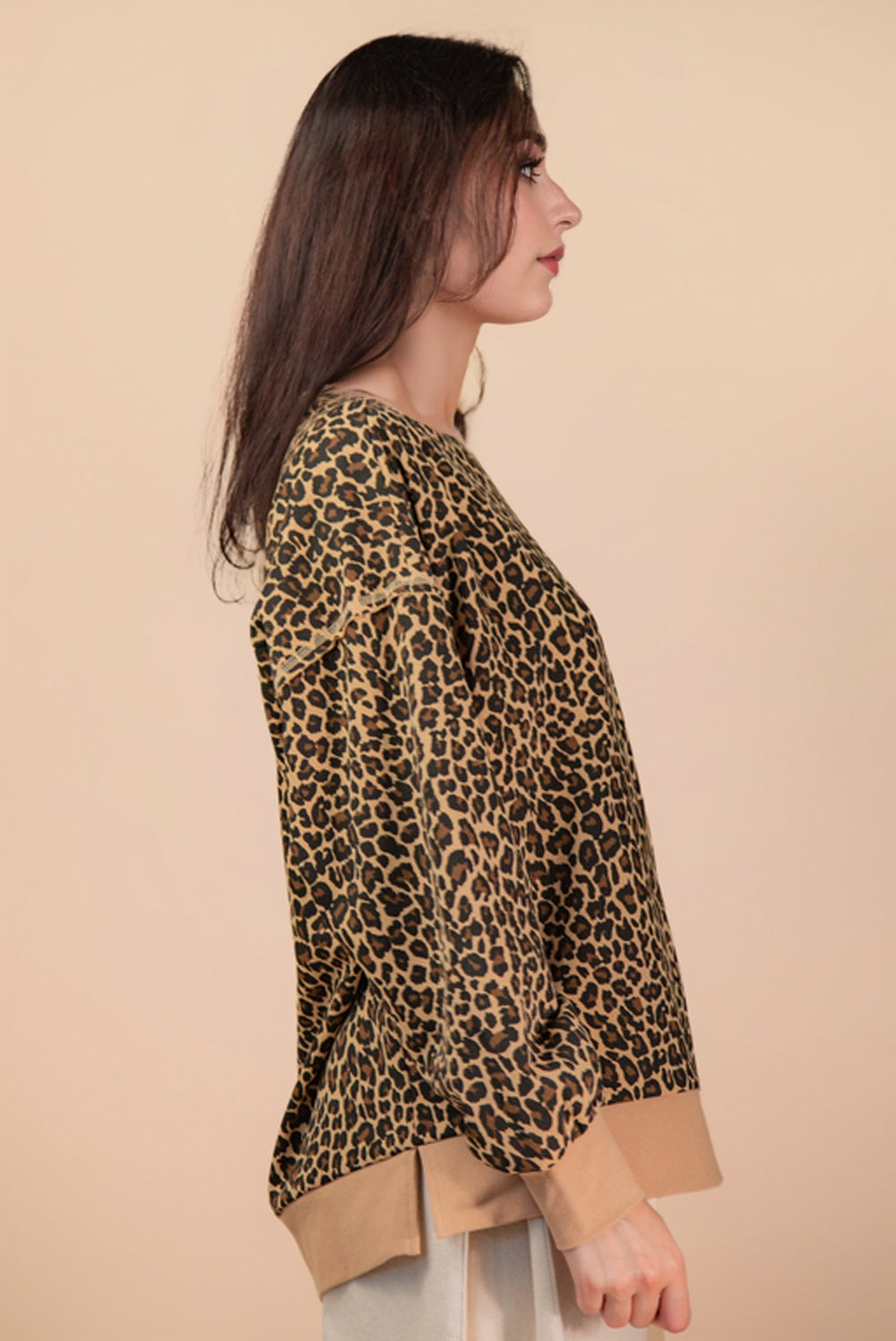 NT12318 Leopard Print Casual Top