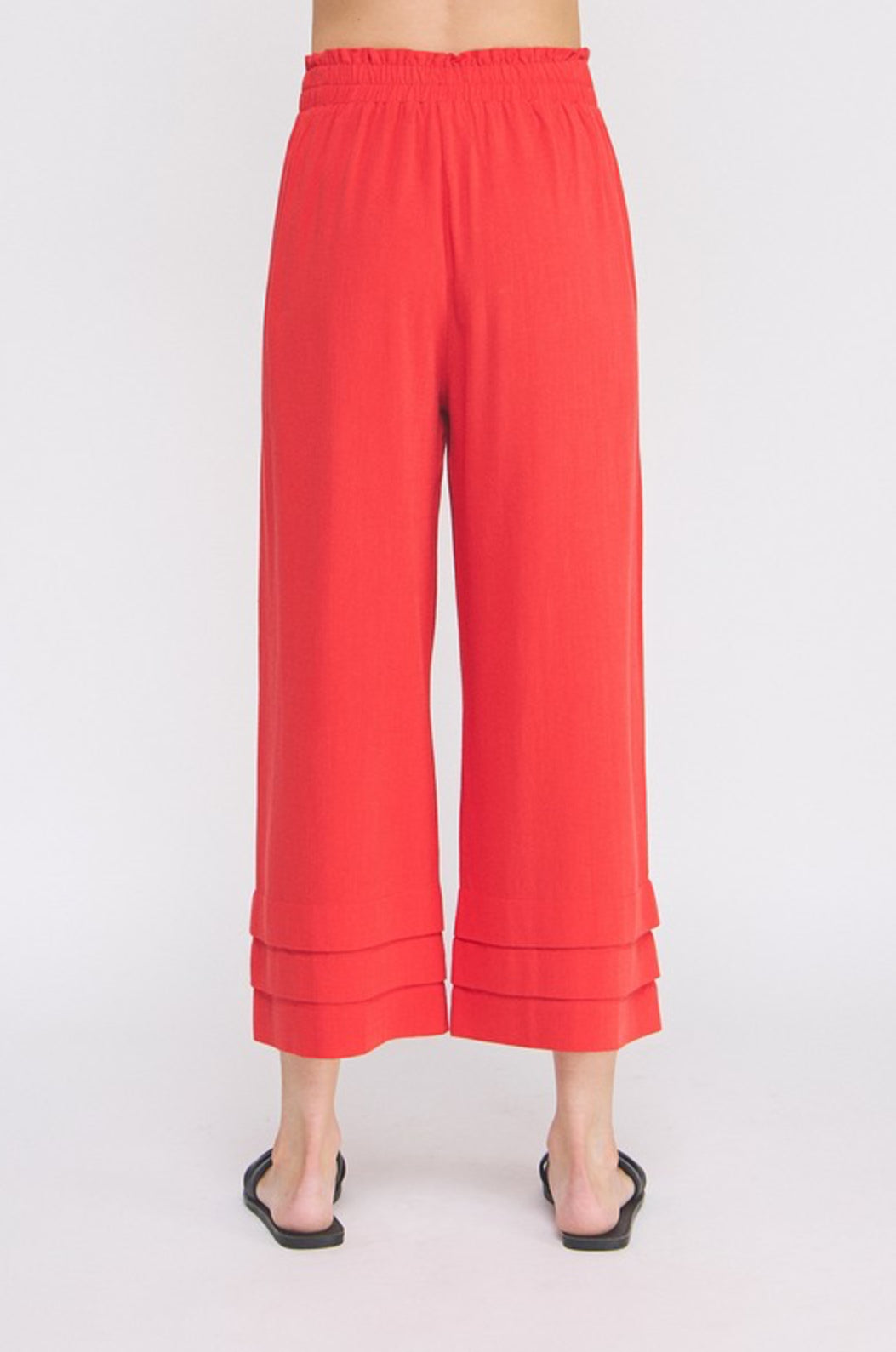 AP9007 Ruffle Hem Linen Pants