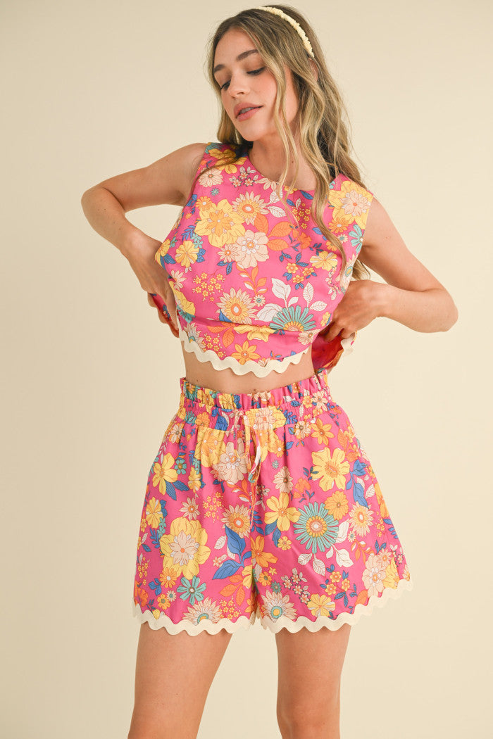 MPST3338 Floral Print Ric Rac Set
