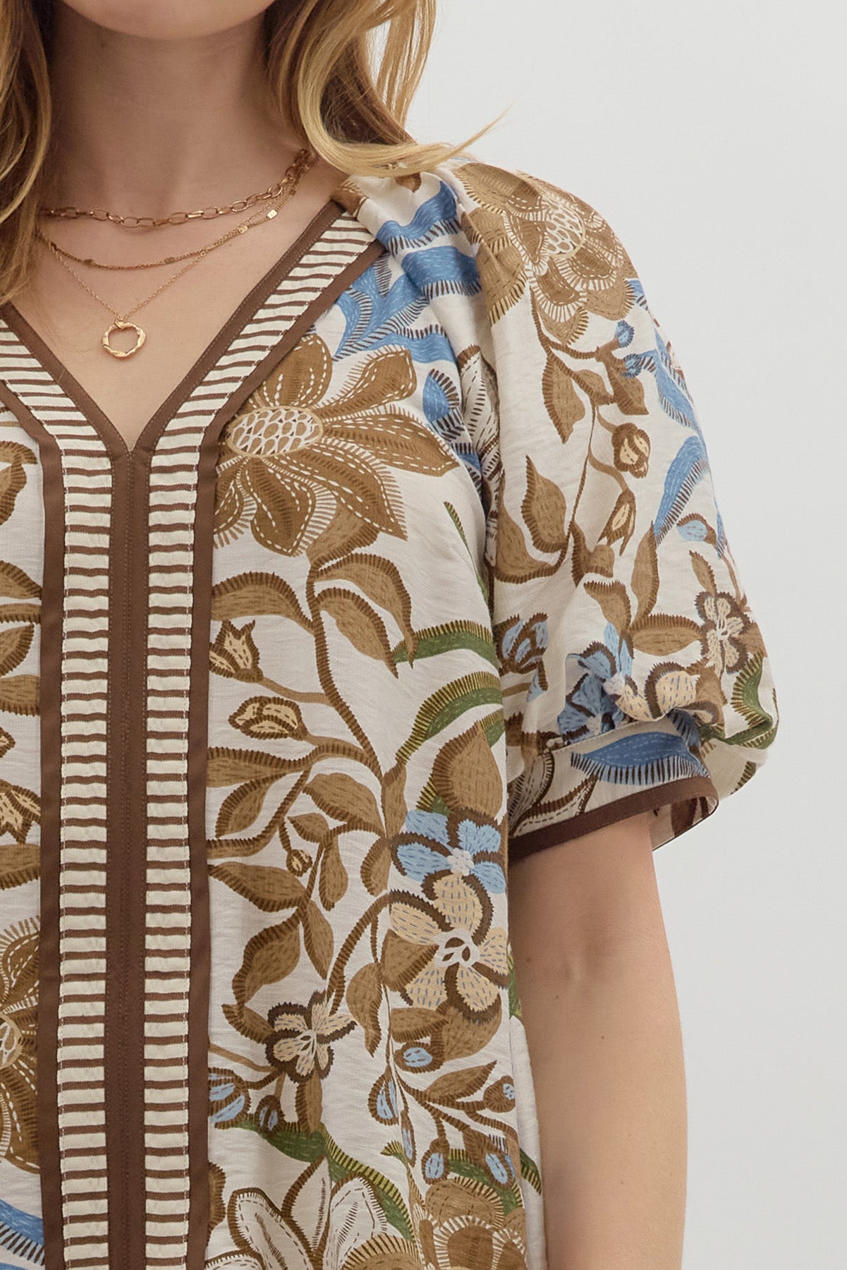T27414 Botanical Print Top