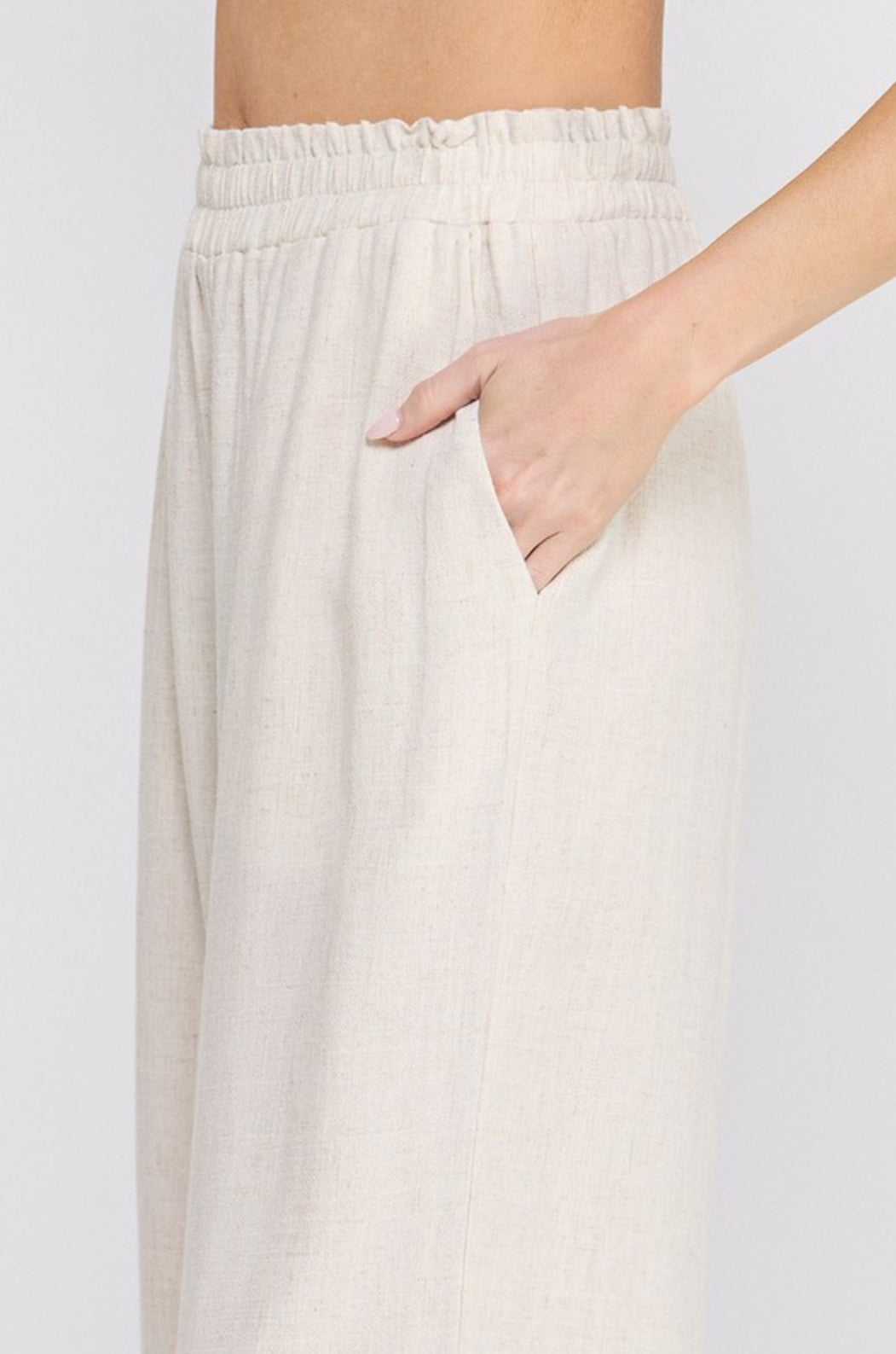 AP9007 Ruffle Hem Linen Pants