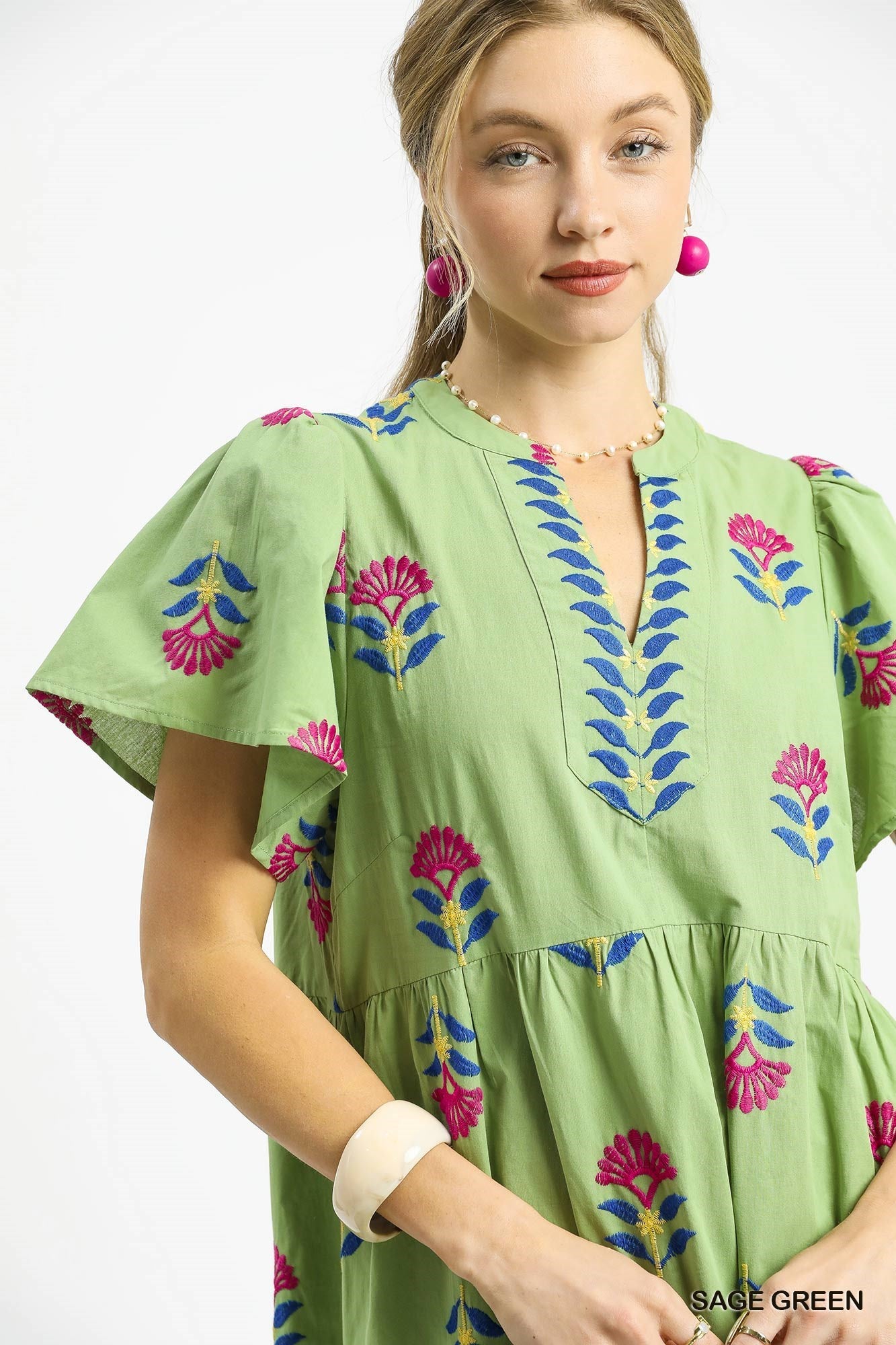 K0261 Embroidered Tiered Midi Dress
