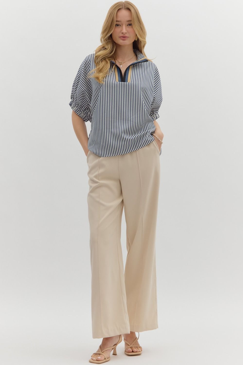 T25970 Stripe Pattern Dolman Top