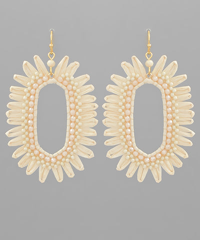 EP48273 Hexagon Shape Raffia Earrings
