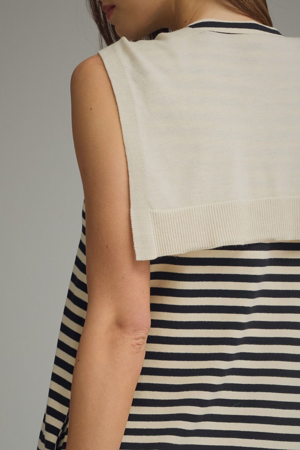 D32703 Sweater Overlay Detail Mini Dress