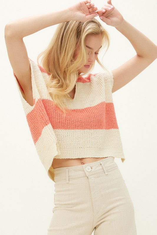 IM8028 Stripe Design Sweater Top