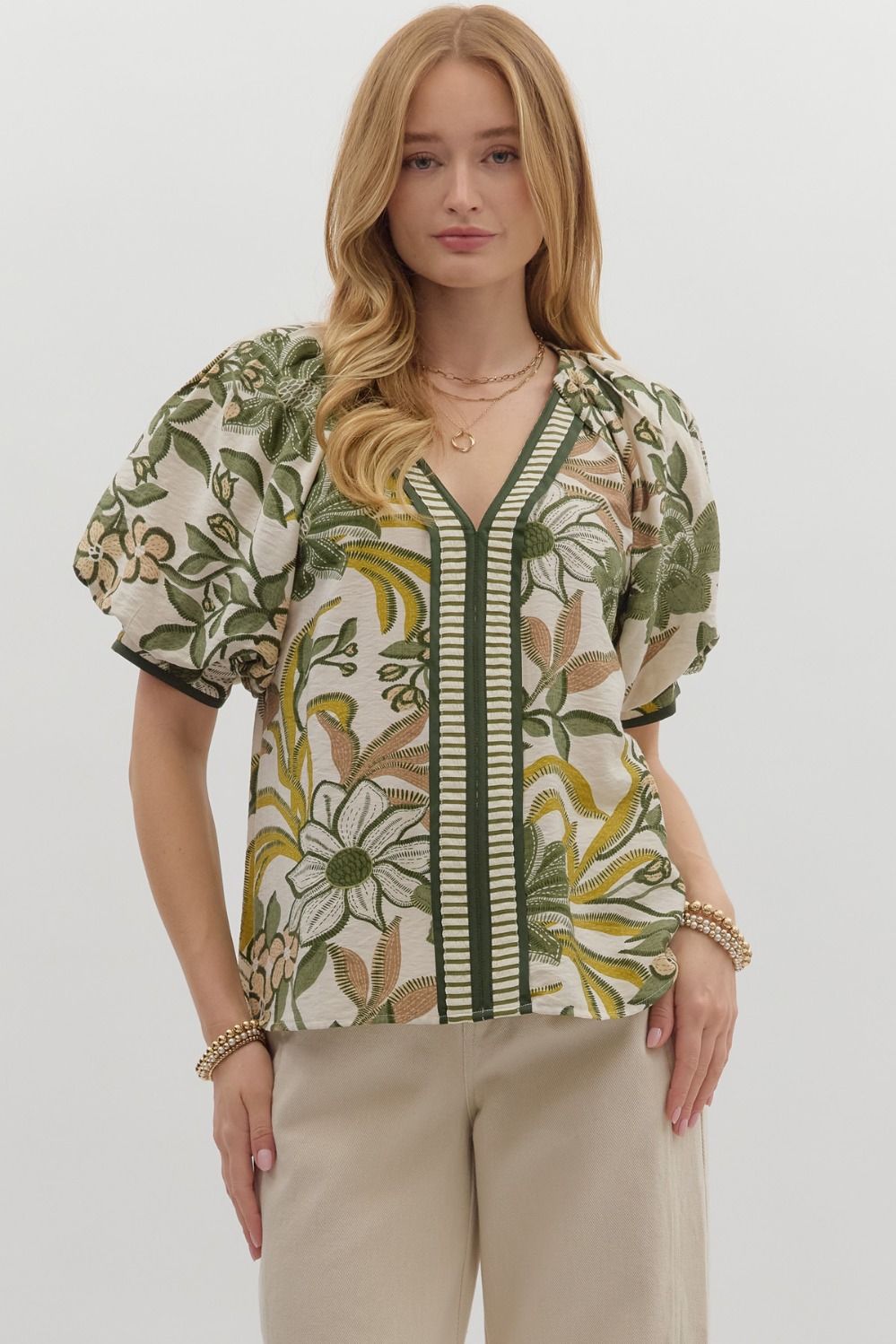 T27414 Botanical Print Top