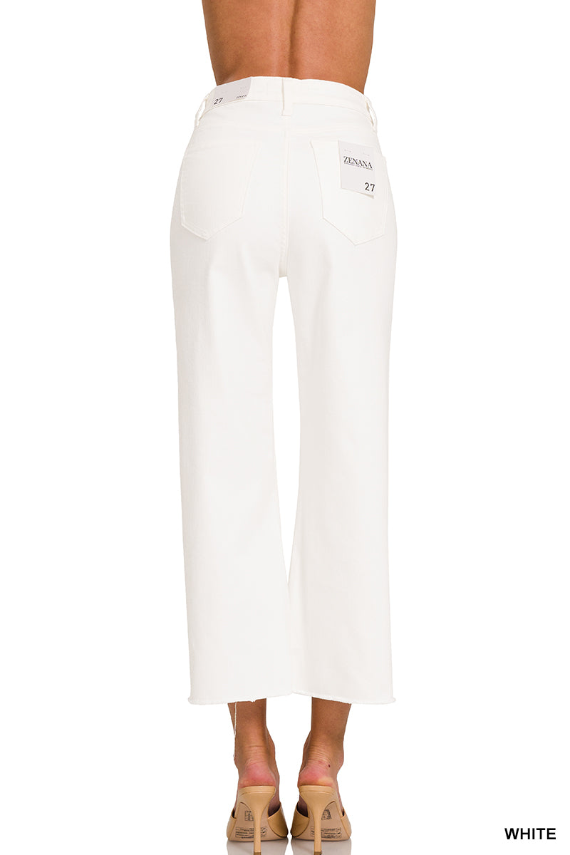DOP-1977WH High Rise Cropped Wide Leg Pants