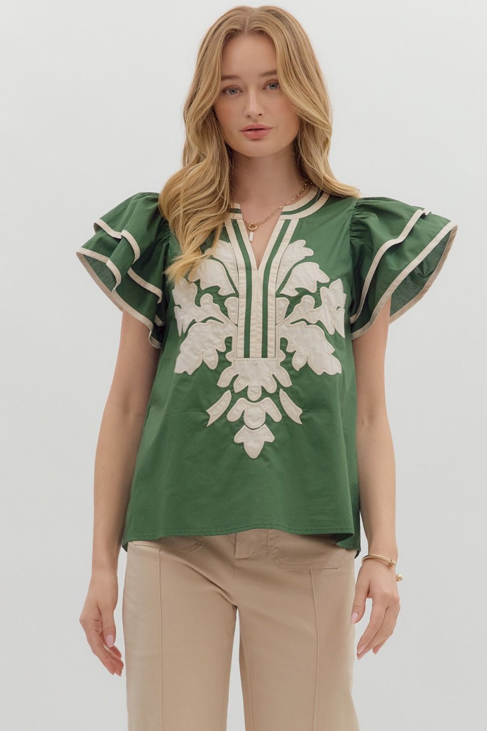 T27586 Flutter Sleeve Top