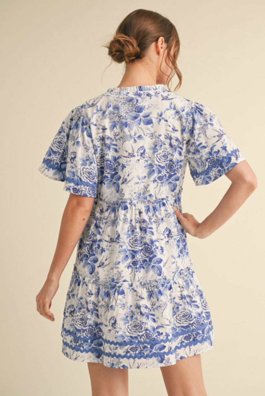 G13000-1 Printed Babydoll Dress