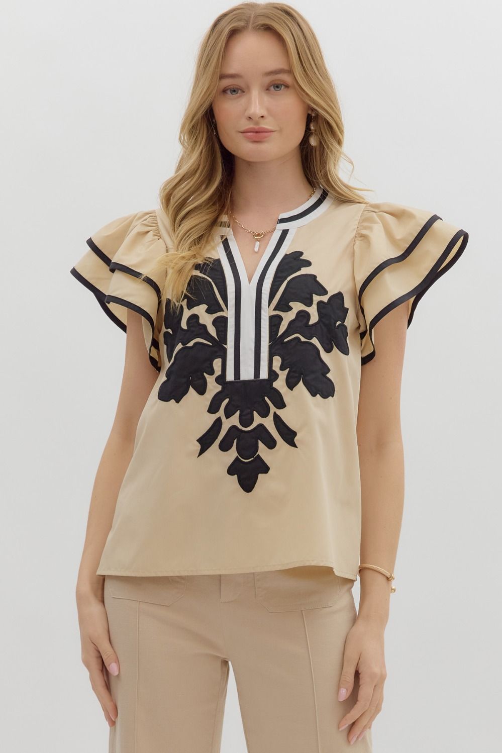 T27586 Flutter Sleeve Top