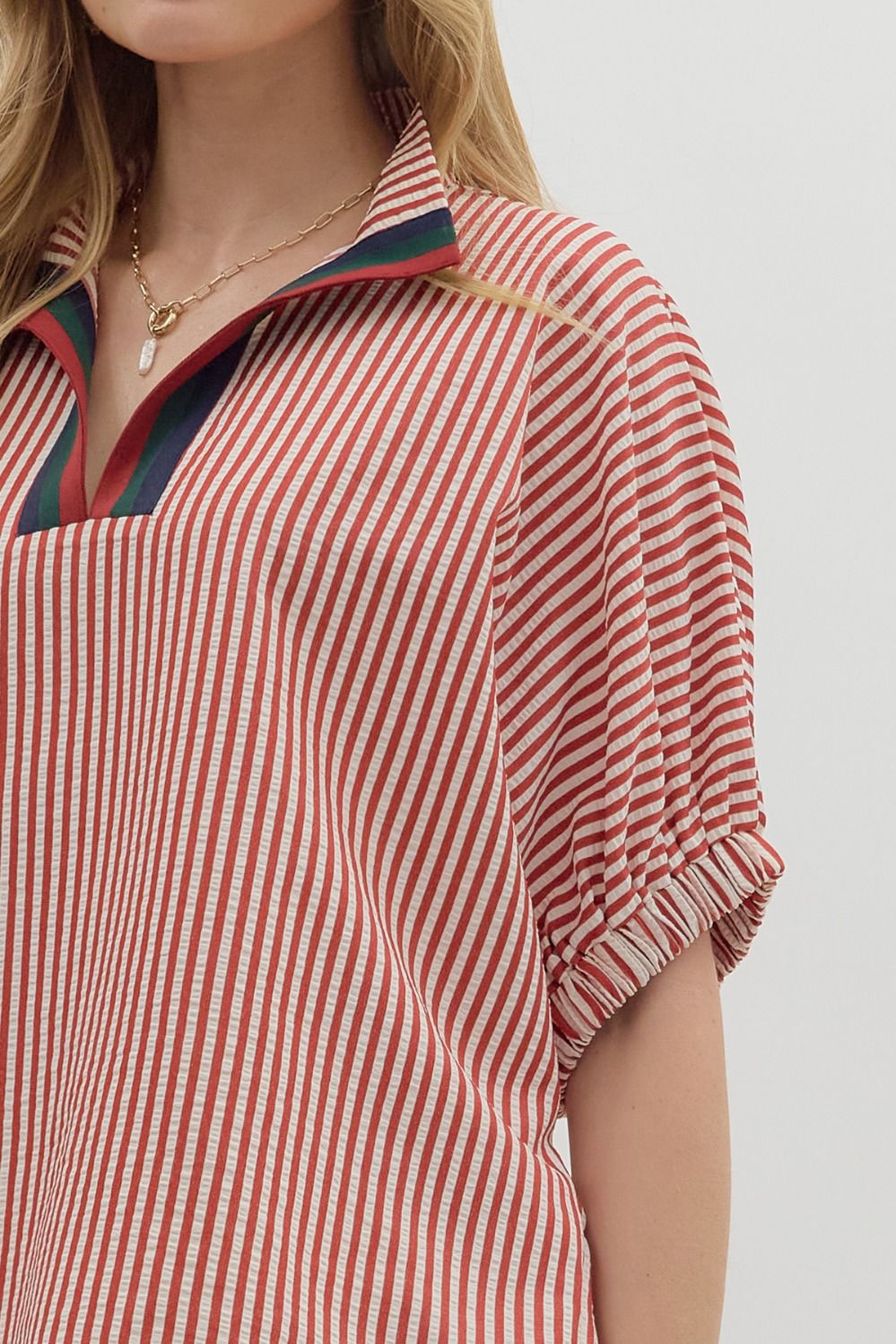 T25970 Stripe Pattern Dolman Top