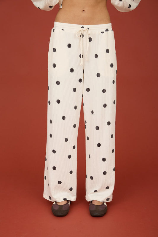 J6FX1019-B Textured Polka Dot Pants