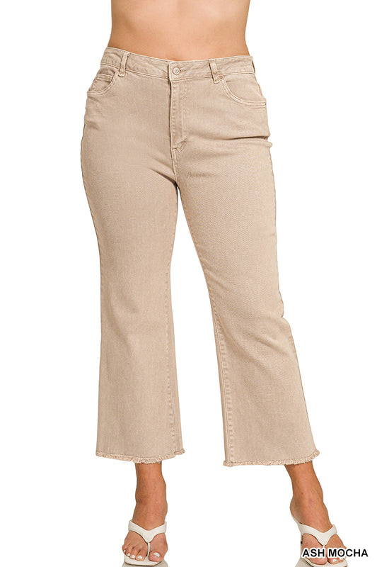 DMP-1847X5 Curvy High Waisted Frayed Hem Pants