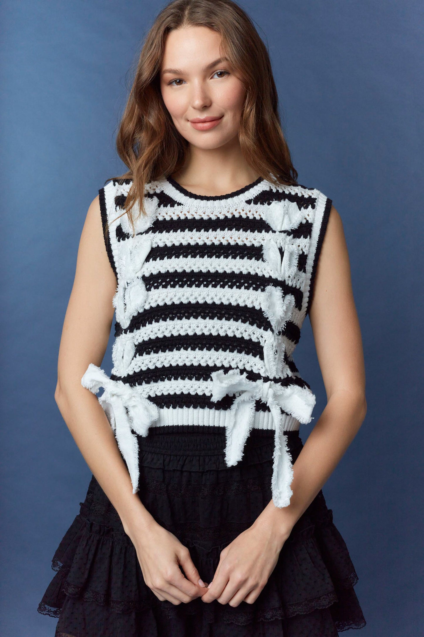 IKT800864-02 Frayed Twill Sweater Vest