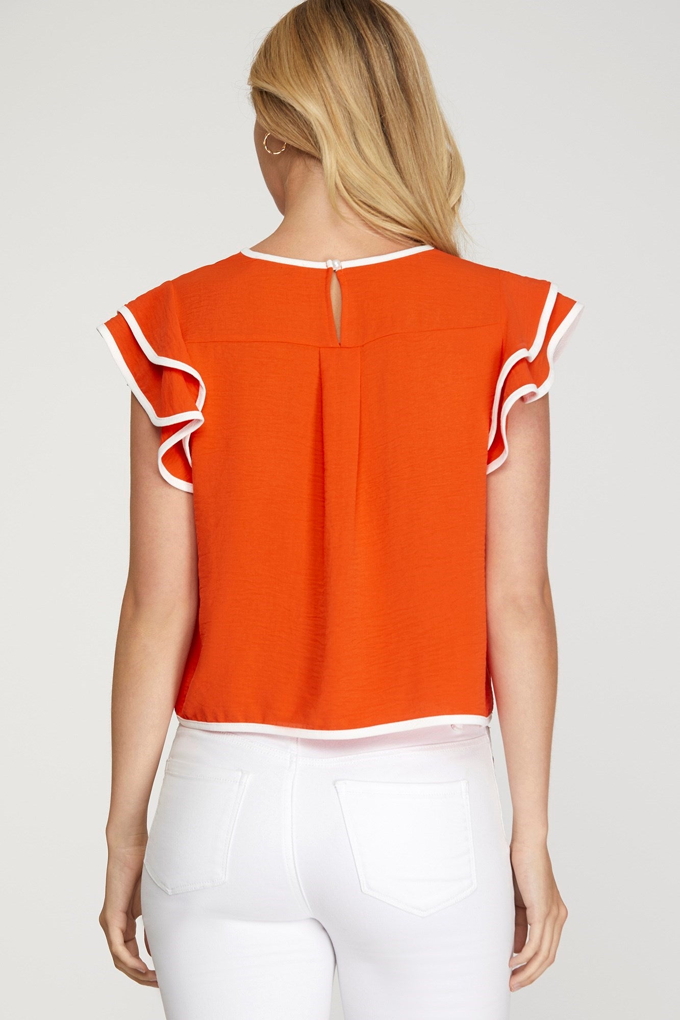 SY6057 Game Day Ruffle Sleeve Top