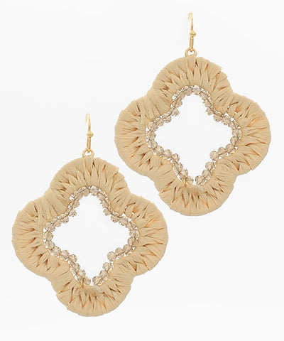 EP50934 Wrapped Raffia Clover Earrings