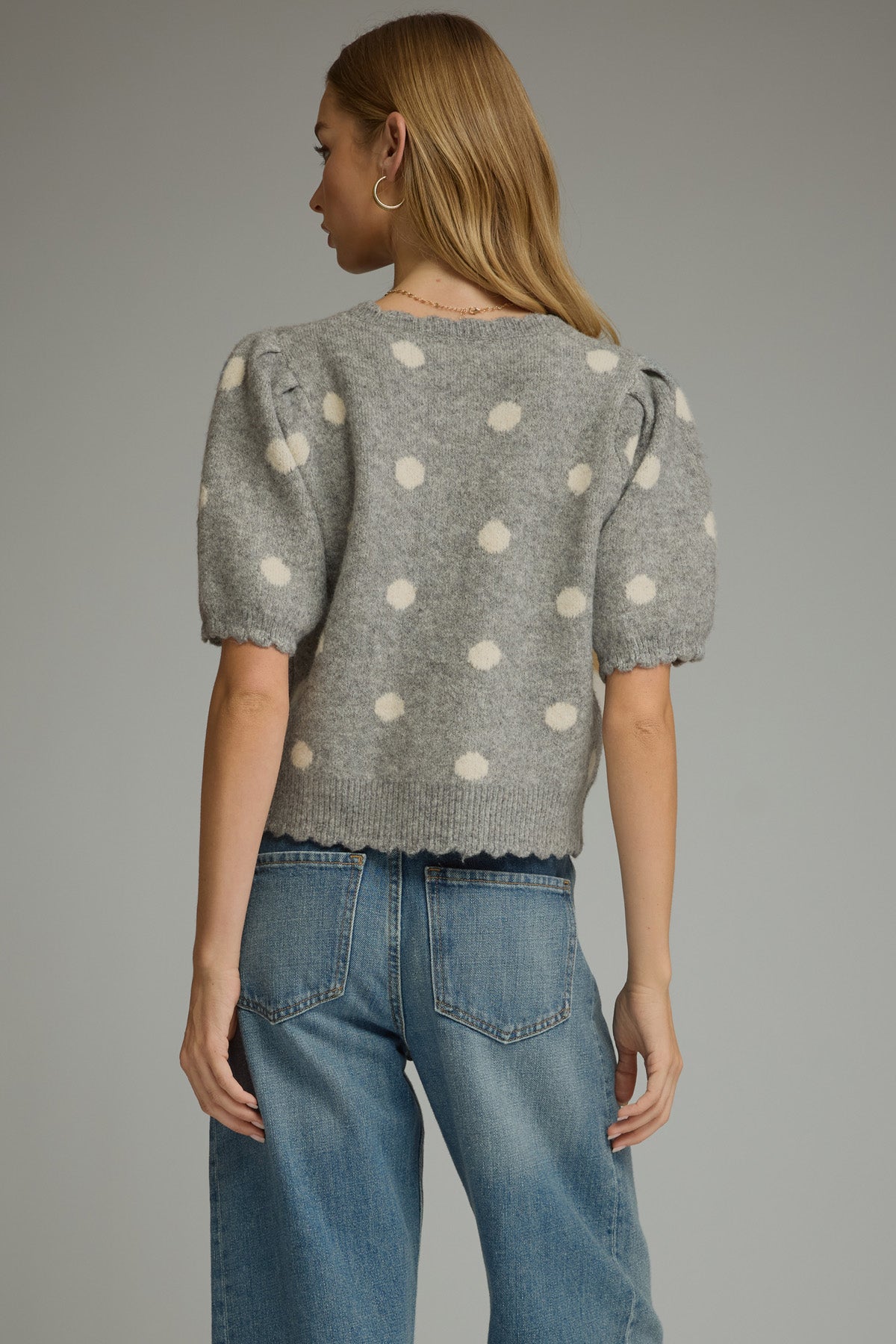 T32060 Polka Dot Scallop Trim Top