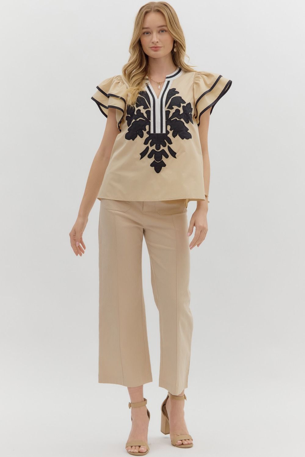 T27586 Flutter Sleeve Top