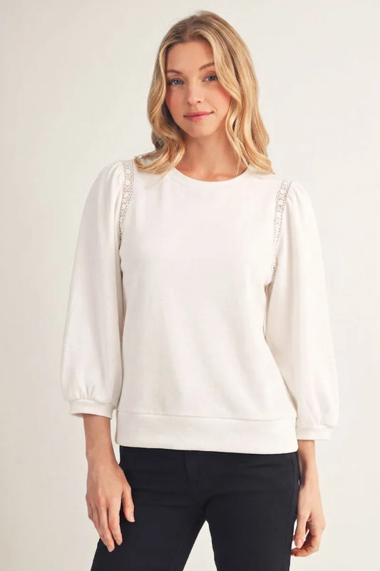 M51239 3/4 Sleeve Solid Top