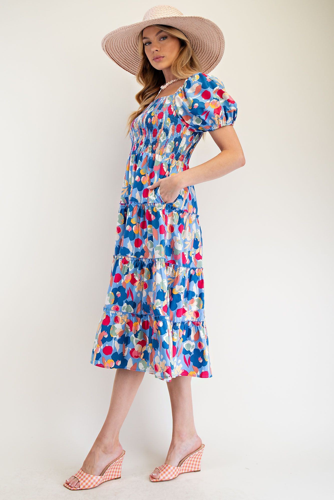 ED26780 Printed Poplin Tiered Dress