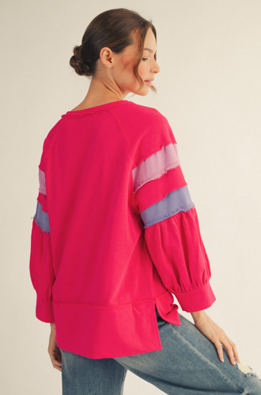 R42058 3/4 Raglan Sleeve Casual Top