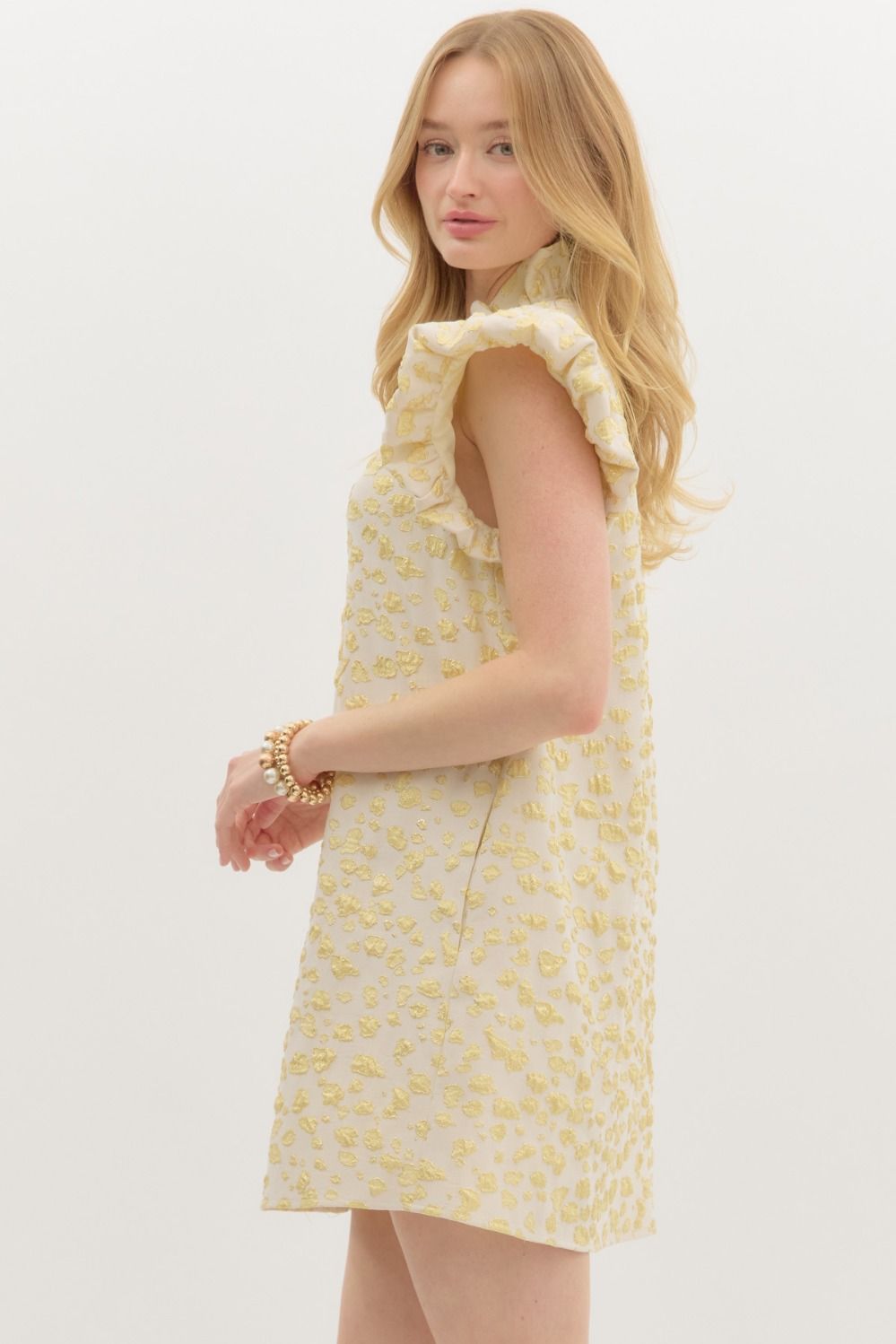 D26743 Metallic Abstract Textured Pattern Dress