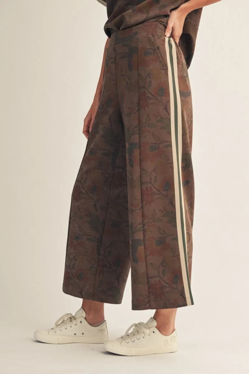 B50959-BOTTOM Floral Wide Leg Pants