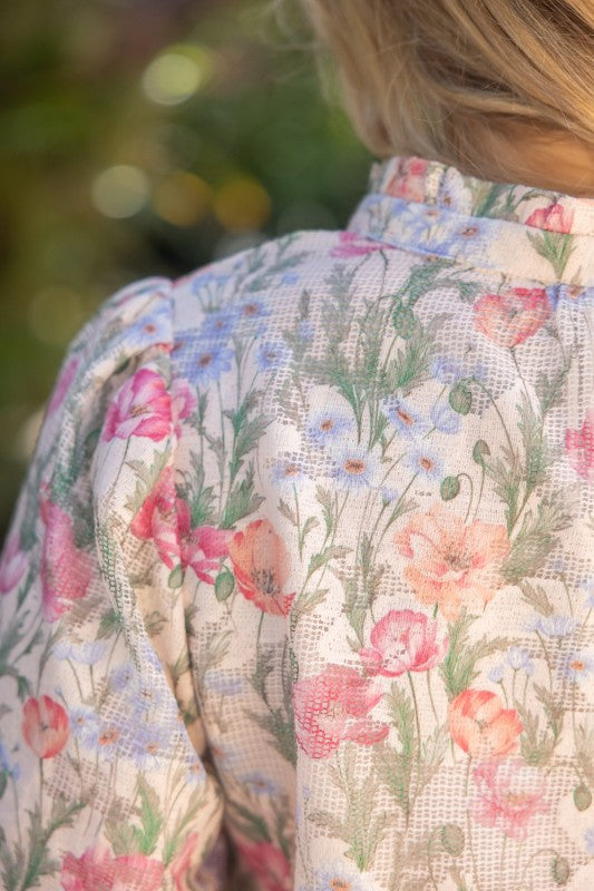 37009 Textured Floral Print Top