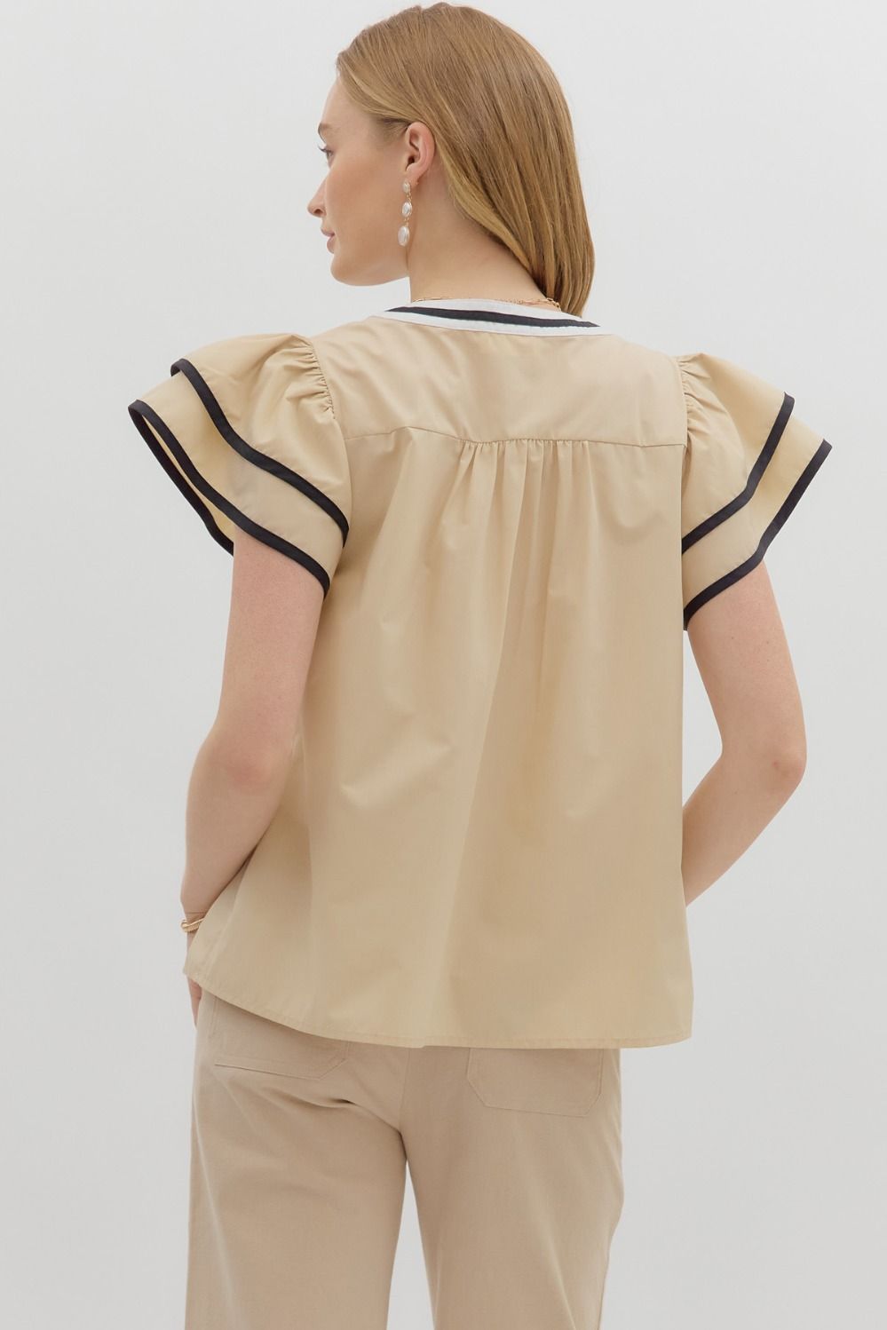 T27586 Flutter Sleeve Top