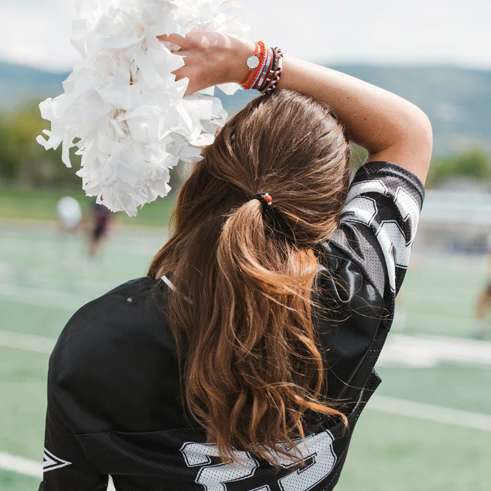 Game Day Red/Black/White Hair Tie + Bracelet Set