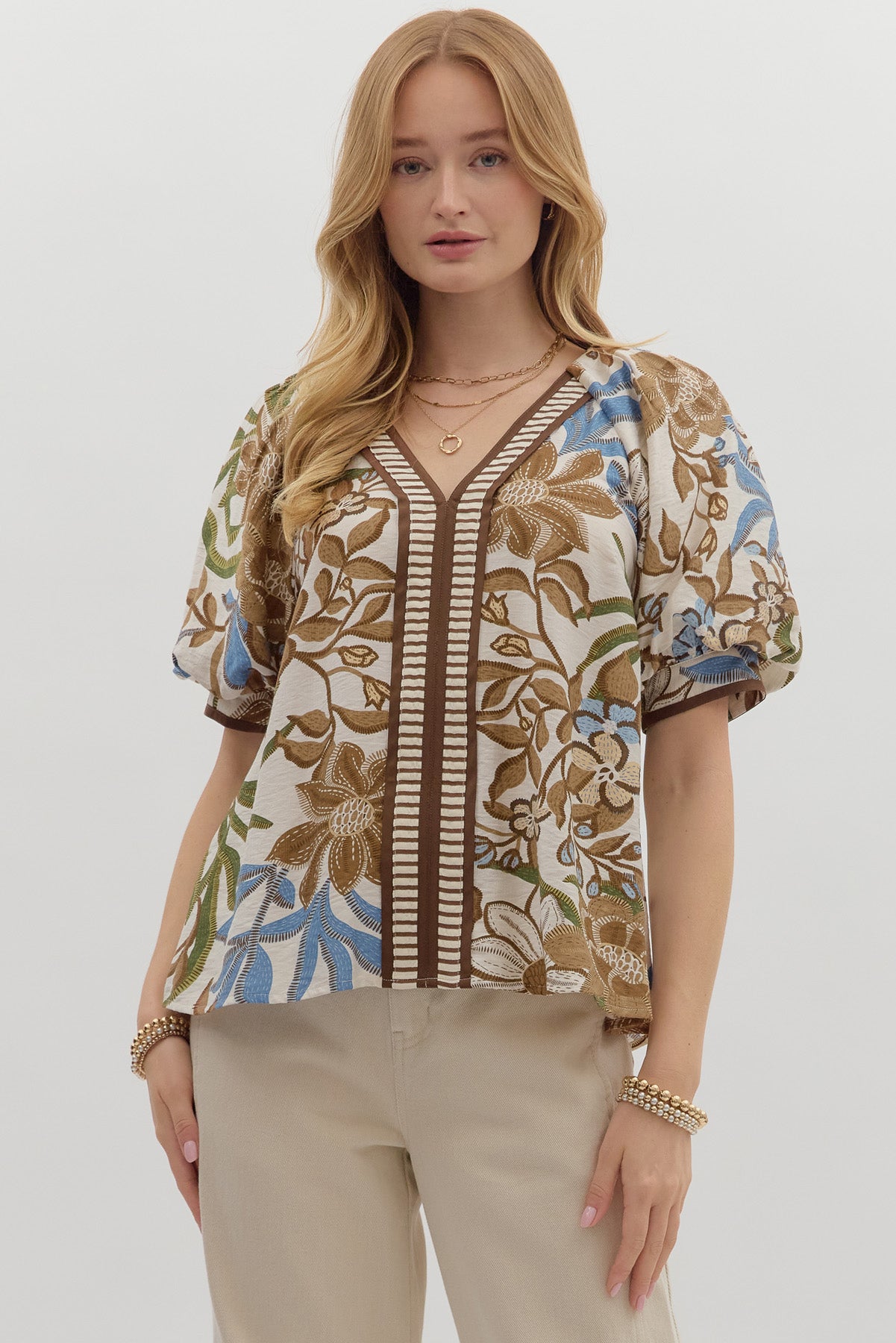 T27414 Botanical Print Top