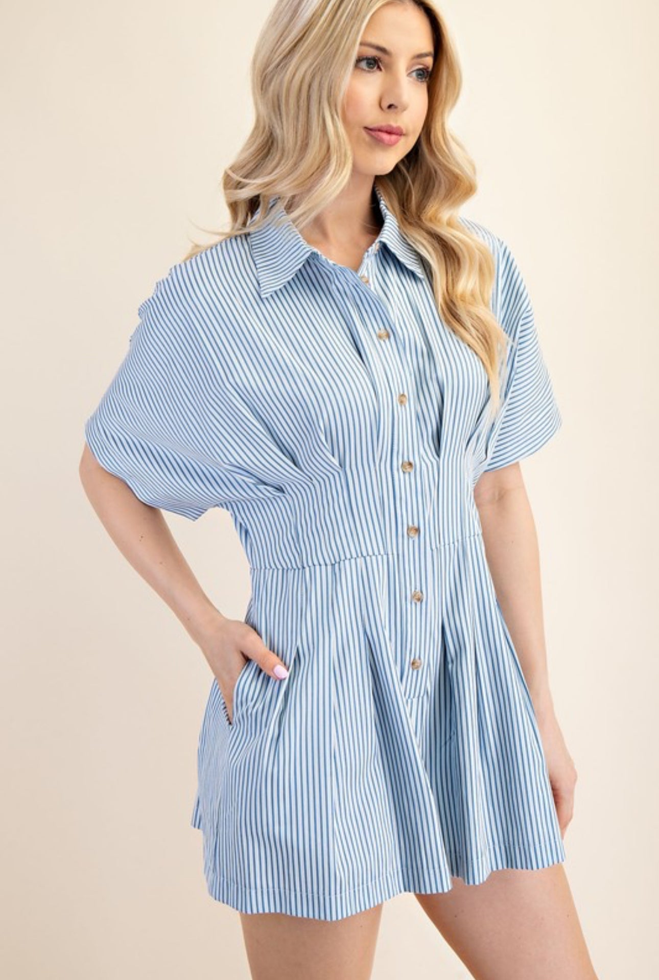 GP6906 Pleated Waist Romper