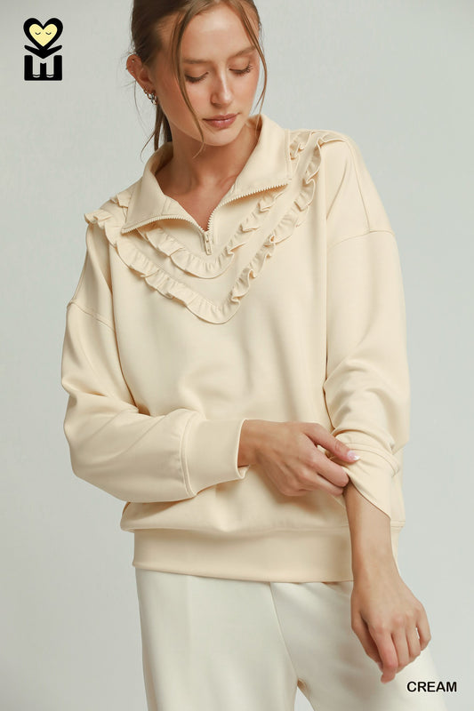 H1034-T Luxeknit Quarter Zip Top