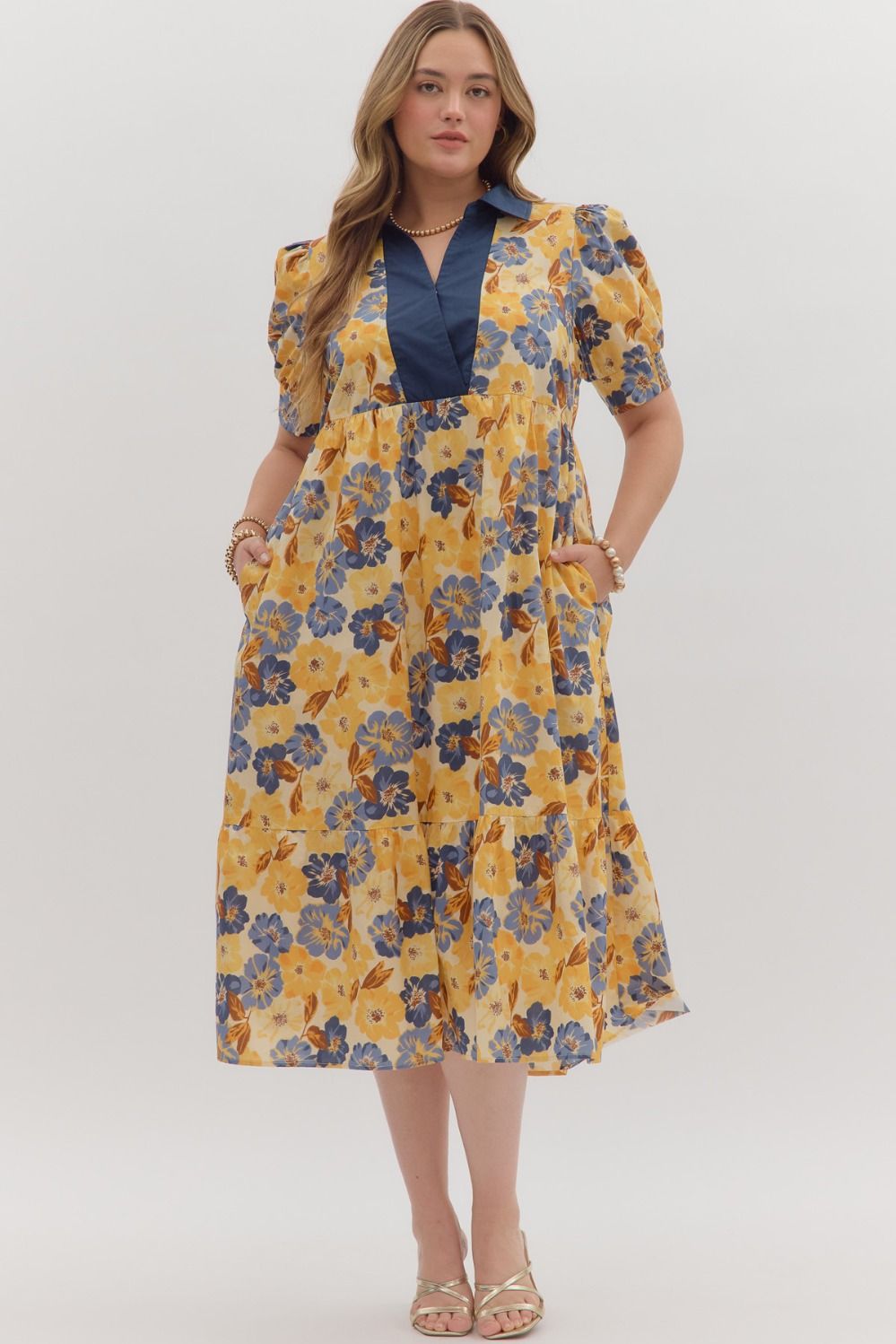 D27476P Curvy Floral Print Dress
