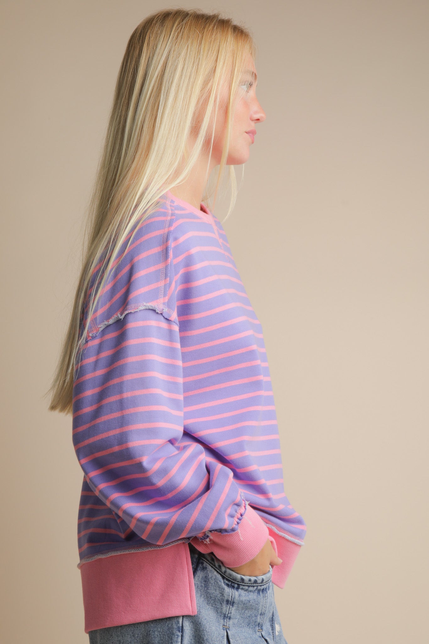 NT11927 Oversized Stripe Top