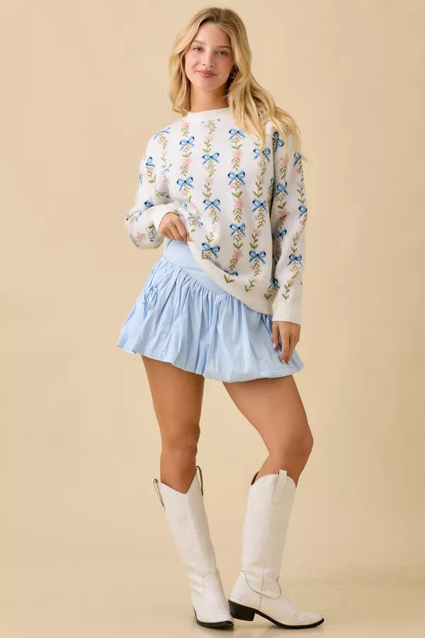 CL21006 Coquette Ribbon Bow Sweater