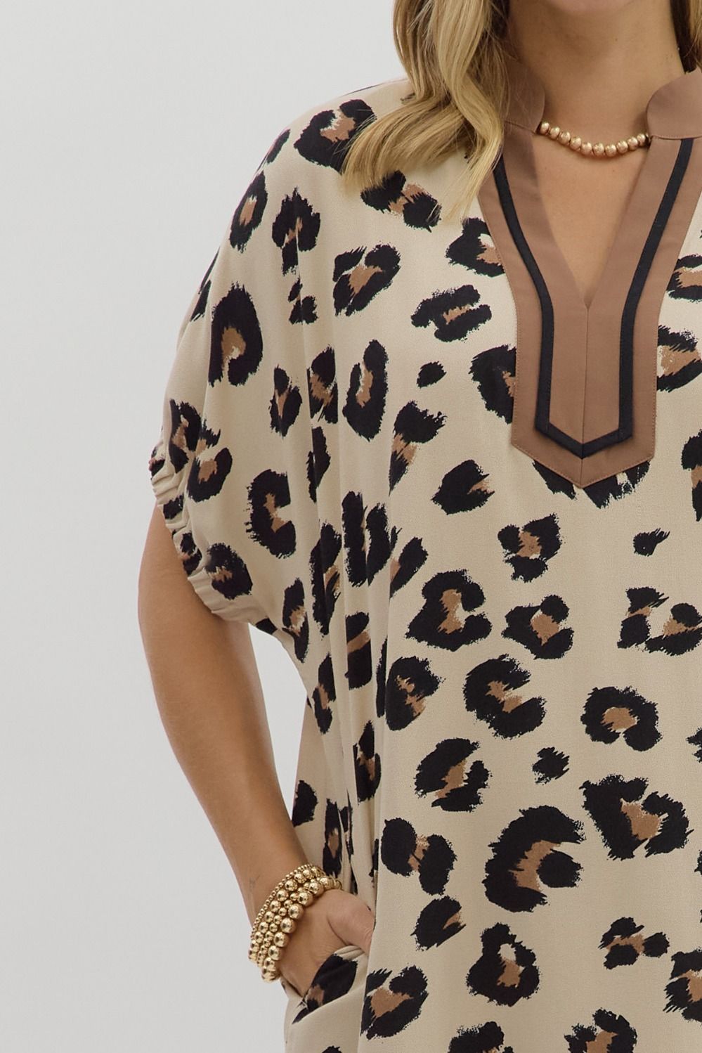D28188 Oversized Leopard Pattern Mini Dress