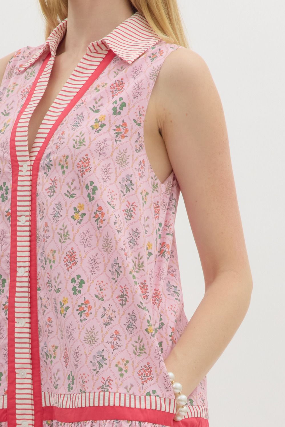 D26512 Floral Print Sleeveless Dress