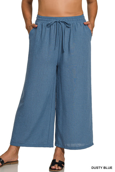 QP-7164X5 Curvy Woven Cropped Pants
