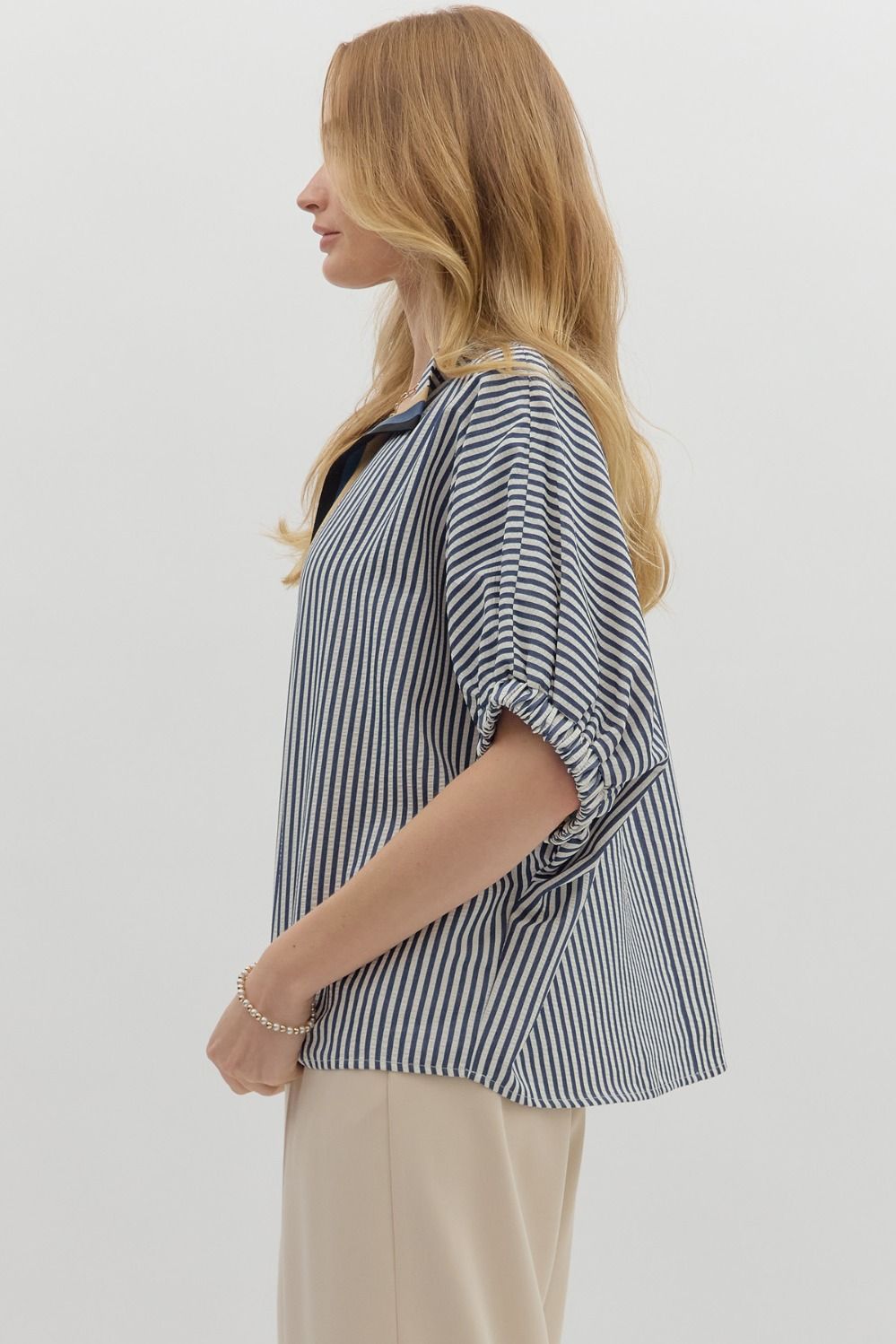 T25970 Stripe Pattern Dolman Top