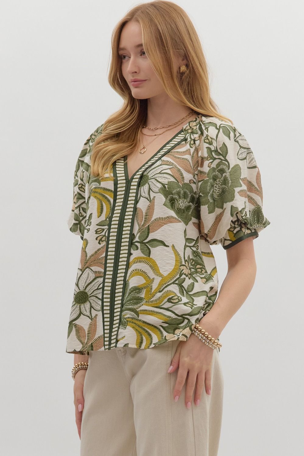T27414 Botanical Print Top